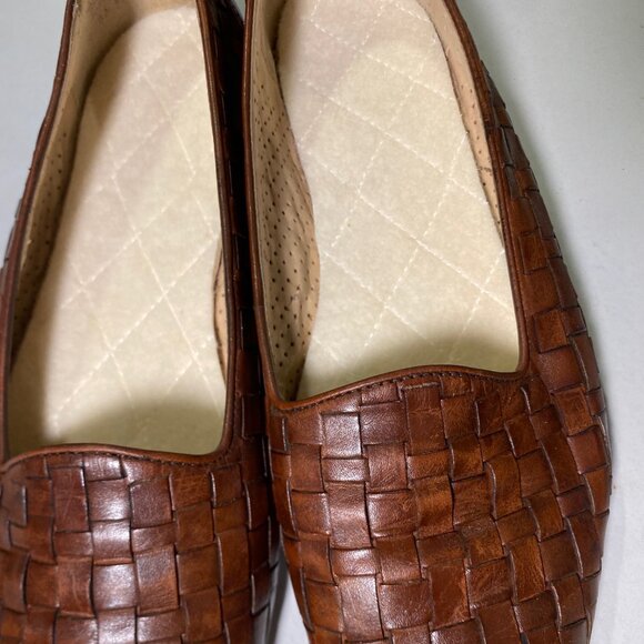 Enzo Angiolini - Size 7.5M - Women's Genius Chestnut Brown Leather Woven Loafer - Picture 11 of 14